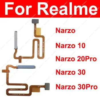 Гибкий кабель датчика отпечатков пальцев для Realme Narzo 10 20 30 Pro, Кнопка питания 4G 5G, Разблокировка дома, сенсорные детали