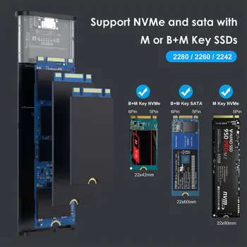 RYRA Двойной протокол M.2 К USB Type C 3,1 Портативный M.2 SSD Чехол Жесткий Диск SSD Высокоскоростной SSD Адаптер Для NVME PCIE NGFF SATA SSD