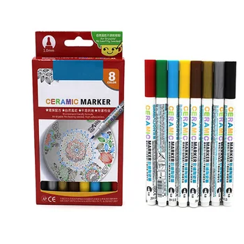 8 цветов Керамическая ручка для рисования Водонепроницаемая ручная роспись Стеклянная кружка Маркерные ручки для рисования DIY Инструмент