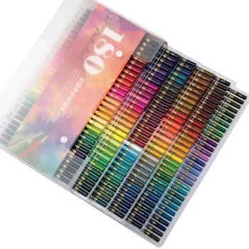 180 Акварельных карандашей, Набор из 2 разноцветных ручек для детей, Профессиональная роспись по дереву, Канцелярские принадлежности для рисования Радужными мелками