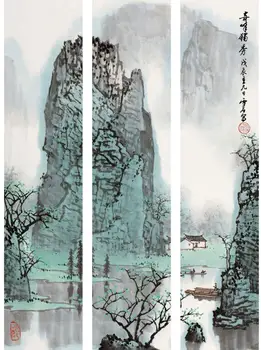 MT5014 Китайский стиль рыбацкая лодка с нечетным пиком, пейзажный Принт, художественный холст, плакат Для декора гостиной, домашняя настенная картина